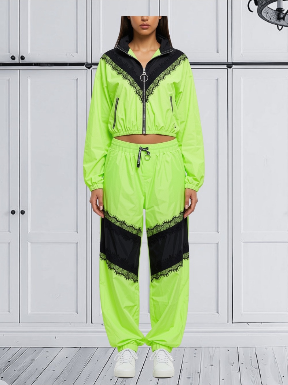Neat Capsulle Neon Green & Black Tracksuit Set Size Medium